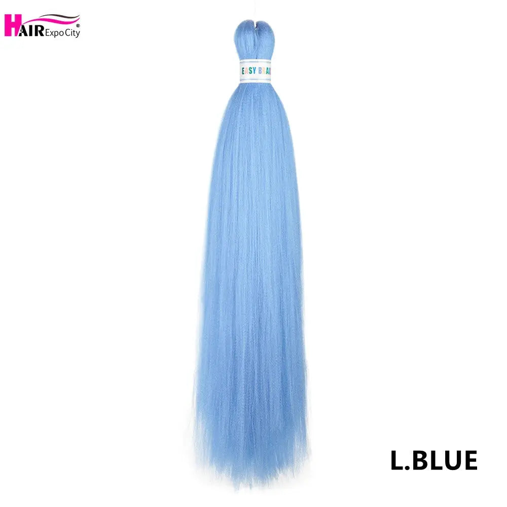 Easy Braids 26in synthetic jumbo braids hair extensions in light blue ombre, pre-stretched by Simples Market