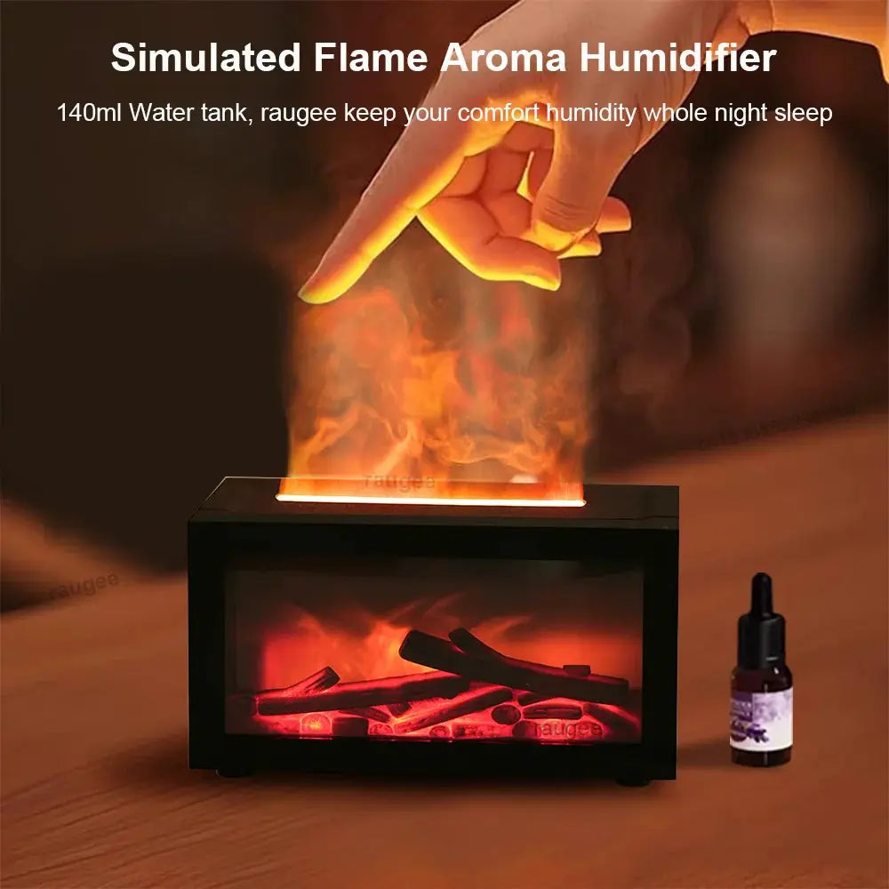 Fireplace Humidifier Aroma Flame Diffuser For Home Room With Essential Oil Aromatherapy