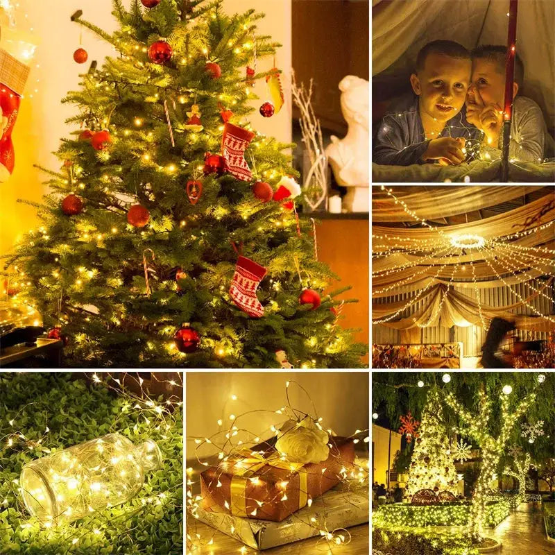 USB LED Fairy Lights Copper Wire String 20m 200 LEDs Outdoor Garland For Christmas Tree Wedding Party Decoration