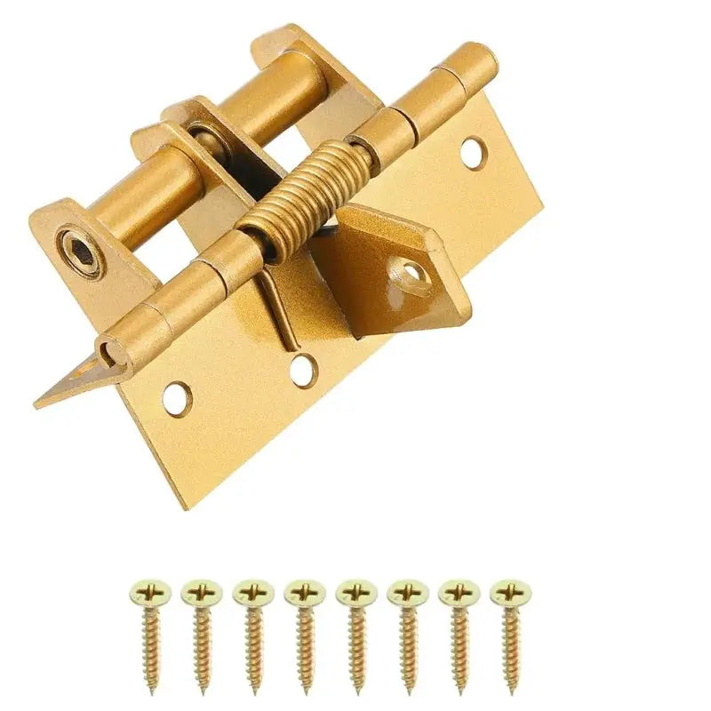 Simples Market 3-in-1 automatic self-closing door hinge set, brass finish with screws