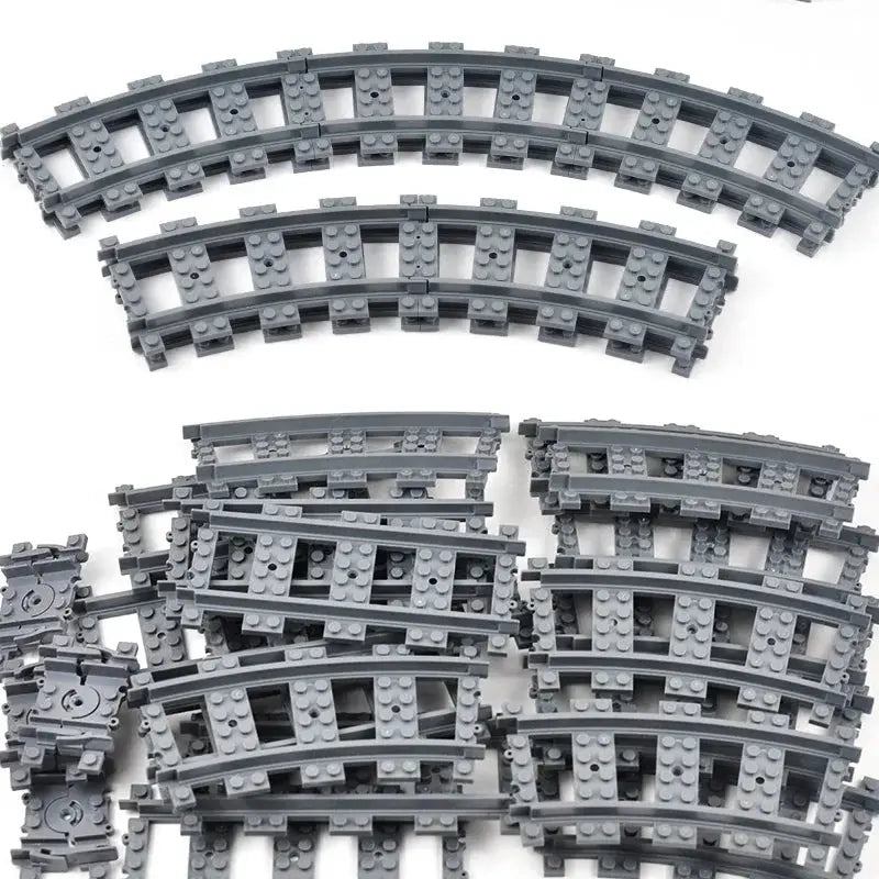 MOC Compatible Train Track Set With Straight And Curved Rails Switches And Crossings For Kids 6 Plus 10 To 100 Pieces