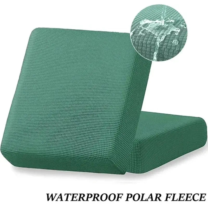 Waterproof sofa seat cushion cover, green polar fleece, elastic removable couch protector by Simples Market
