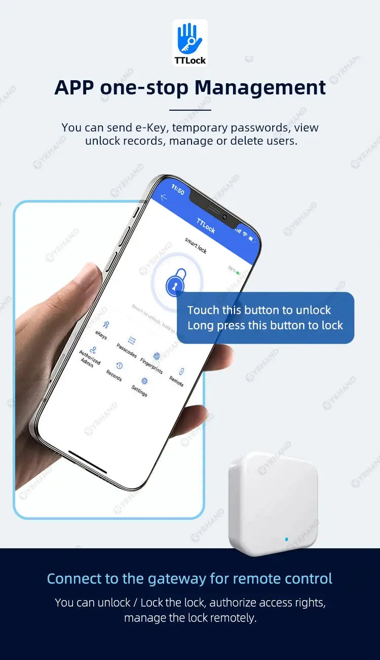 Smart Euro Cylindrical Door Lock by Simples Market with TTLock app and white gateway