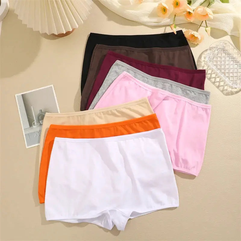 Women's cotton seamless boxer briefs from Simples Market in assorted solid colors, underwear set, sizes XS–XL