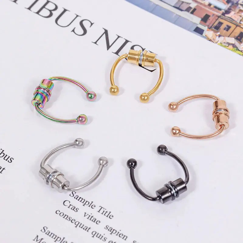 Magnetic Nose Ring Hoop Septum Non Piercing Clip Unisex Stainless Steel Punk Fashion Body Jewelry