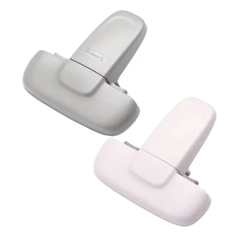 Child safety refrigerator door lock by Simples Market, gray and white anti-pinching multi-function clip, 2 pieces