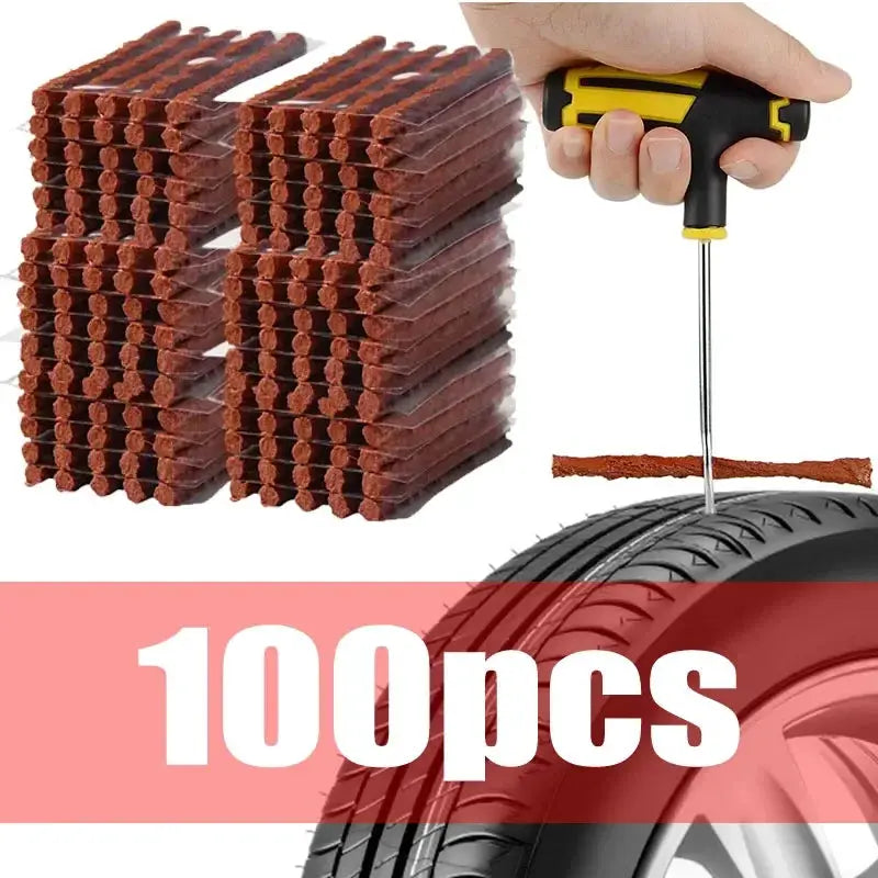 Simples Market tire repair strips kit for tubeless tyres, 100 pcs brown rubber patches with insertion tool