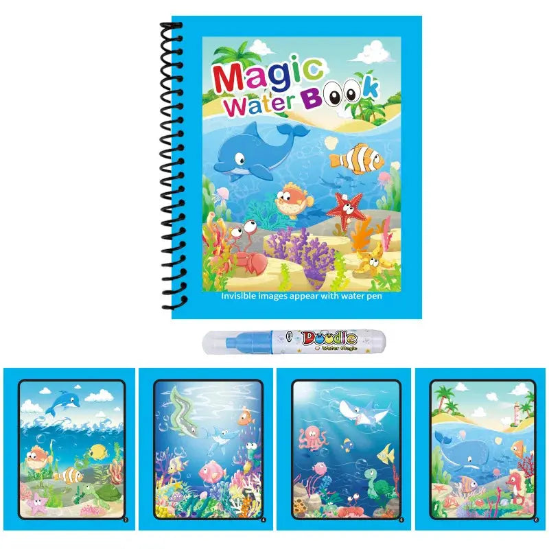 Reusable Water Drawing Book Mess Free Magic Painting Pad With Refillable Water Pen For Kids Learning Educational Toy