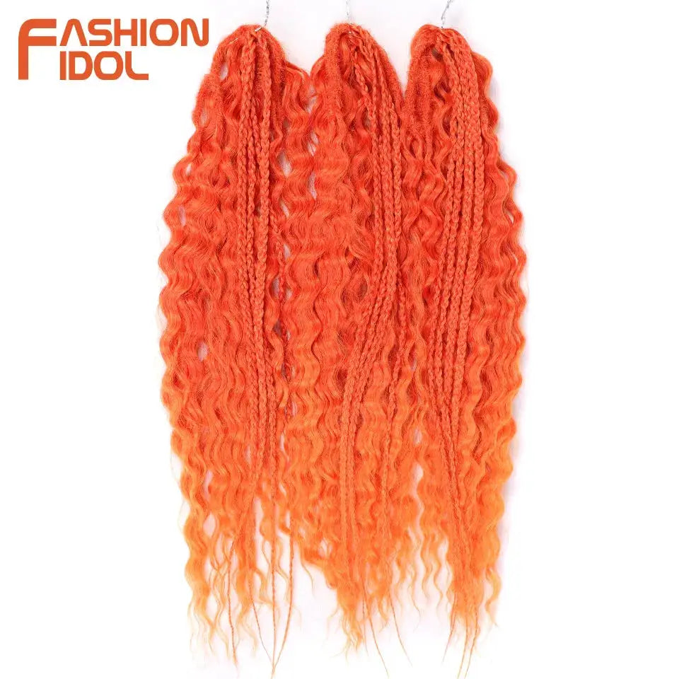 Ariel Hair synthetic twist crochet curls, 24in orange ombre braiding hair extension, 6 bundles, Fashion Idol logo
