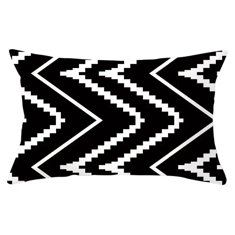 Decorative pillowcase, geometric black and white pattern, polyester, 30x50cm, Simples Market