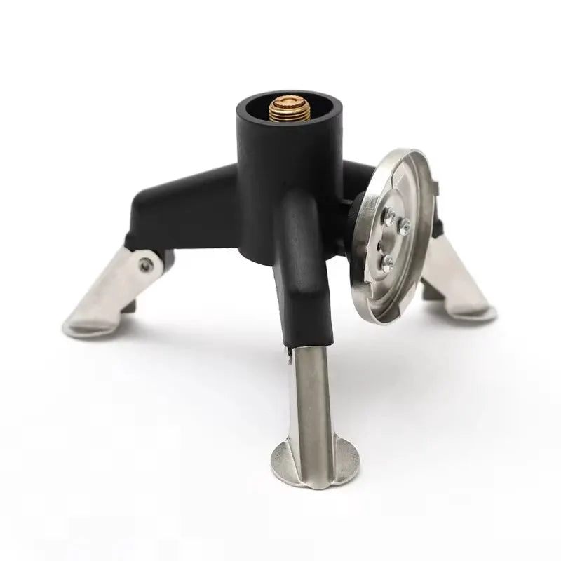 Simples Market Pandatour portable all-in-one camping stove with black body and silver folding legs