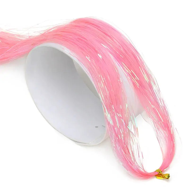 Synthetic Sparkling Tinsel Hair Extensions Holographic Colorful Glitter Fairy Hair For Parties Festivals
