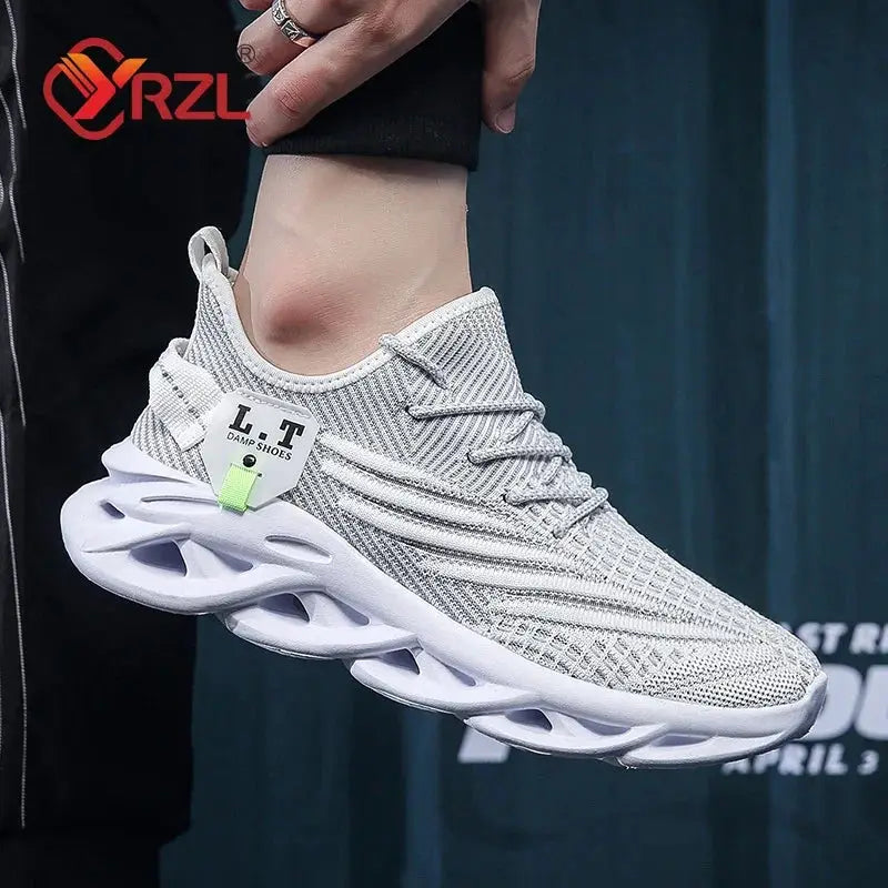 YRZL Men and Women Running Shoes Black Breathable Mesh Casual Sneakers Outdoor Shock Absorption