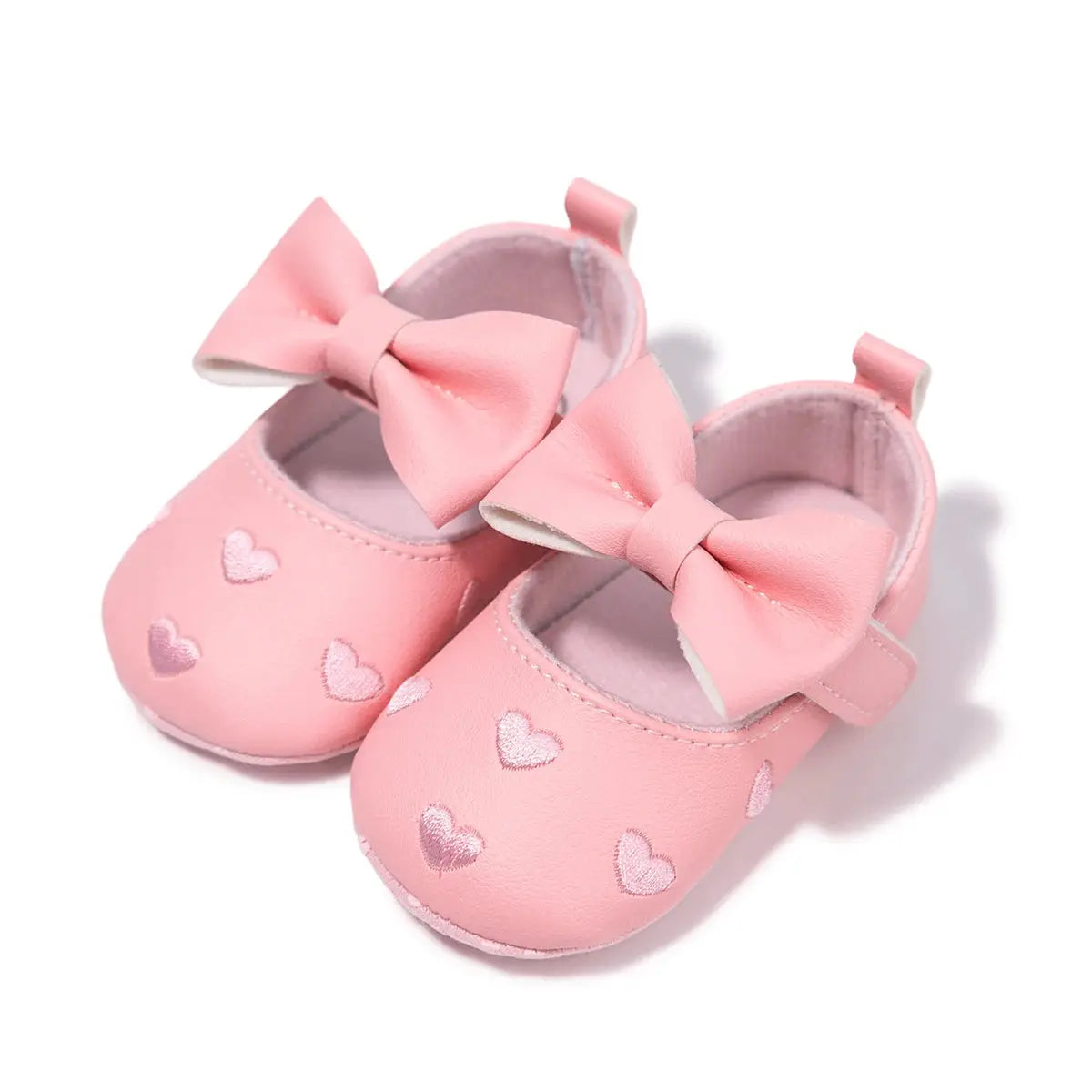Meckior Baby Shoes Classic Bow Knot Heart Anti Slip Soft Sole First Walkers 0 To 18 Months