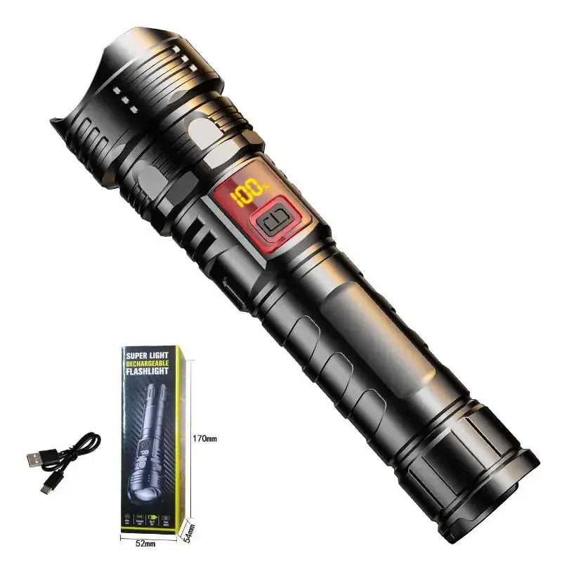 USB-rechargeable 1000LM LED flashlight by Simples Market, waterproof zoomable camping torch