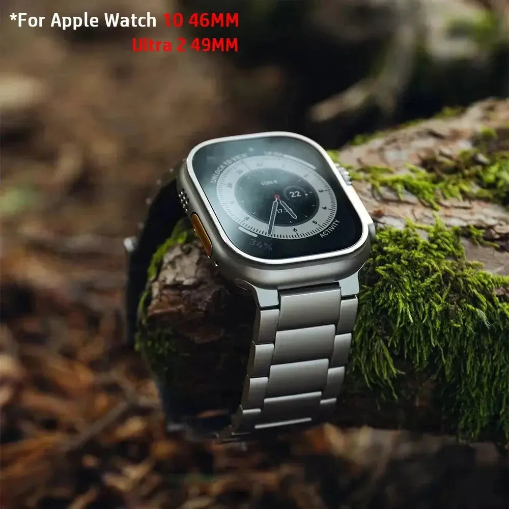 Titanium Business Men Strap for Apple Watch Ultra 2/1 49mm Series 10 9 8 7 6 Luxury Metal Band for iWatch 46mm 45mm 44mm Correa