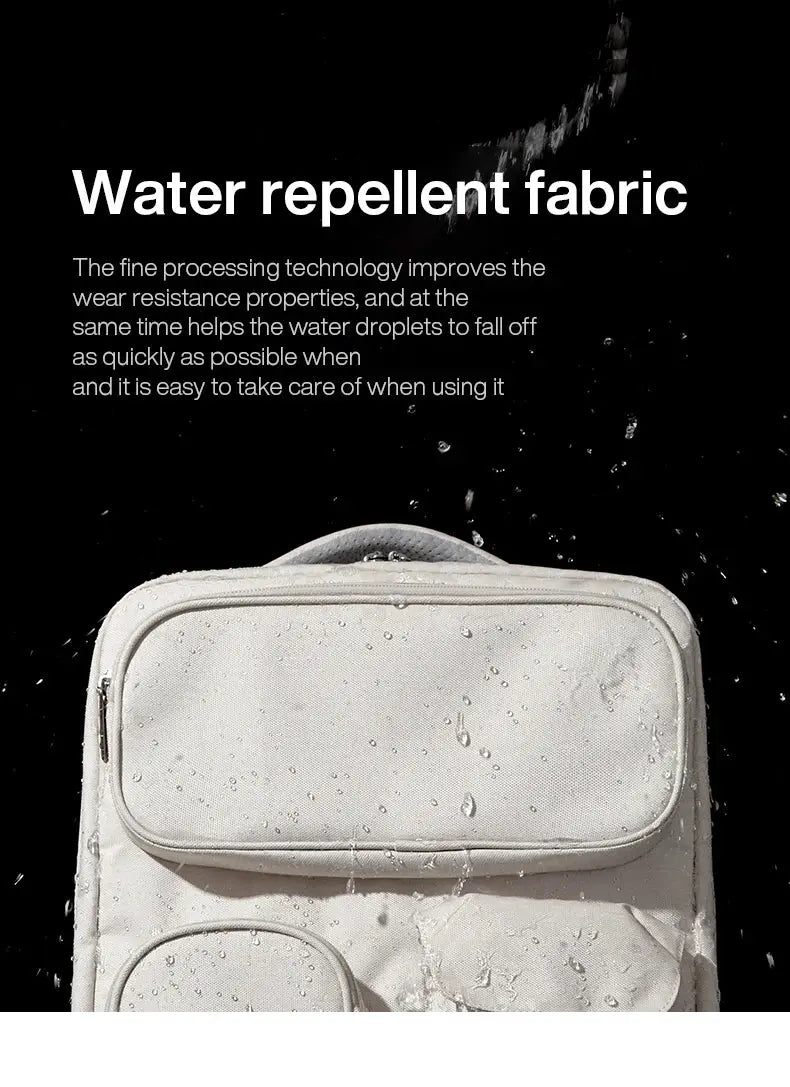 Mixi Outdoor Backpack 18in, white water-repellent laptop rucksack with front pocket