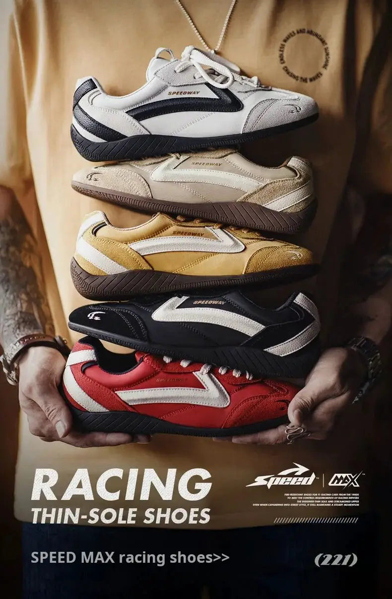 Maden racing shoes unisex patchwork sneakers SPEEDWAY five colorways stacked white beige tan black red