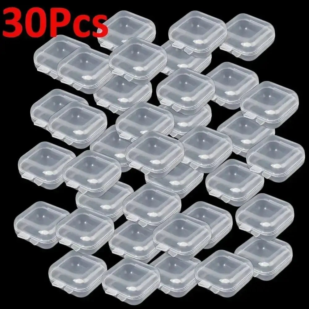 Mini Transparent Plastic Jewelry Storage Box With Flip Top Lid Square Portable Jewelry Organizer For Earrings Display