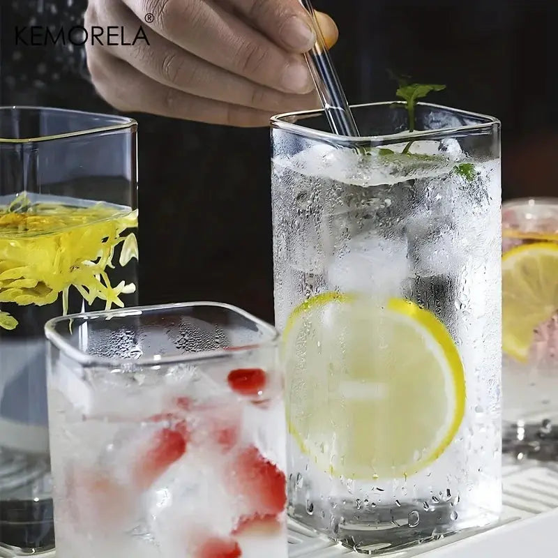 4 Pack Thin Highball Glasses 15oz And 19oz Clear Tall Drinking Glasses For Water Juice Beer Cocktails