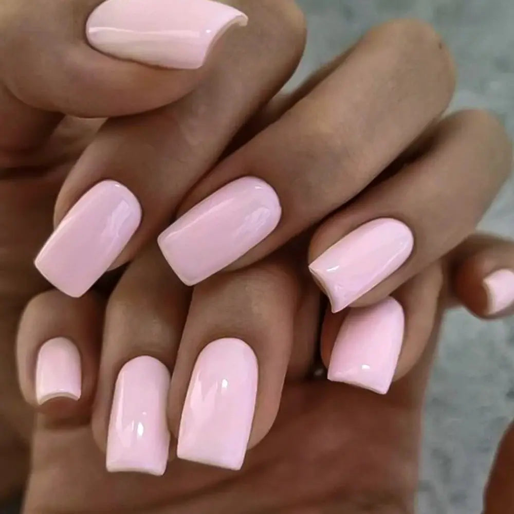 Nailuxe Light Pink Press On Nails Short To Medium Square Full Cover Tips 100 Piece Set For Hands And Feet