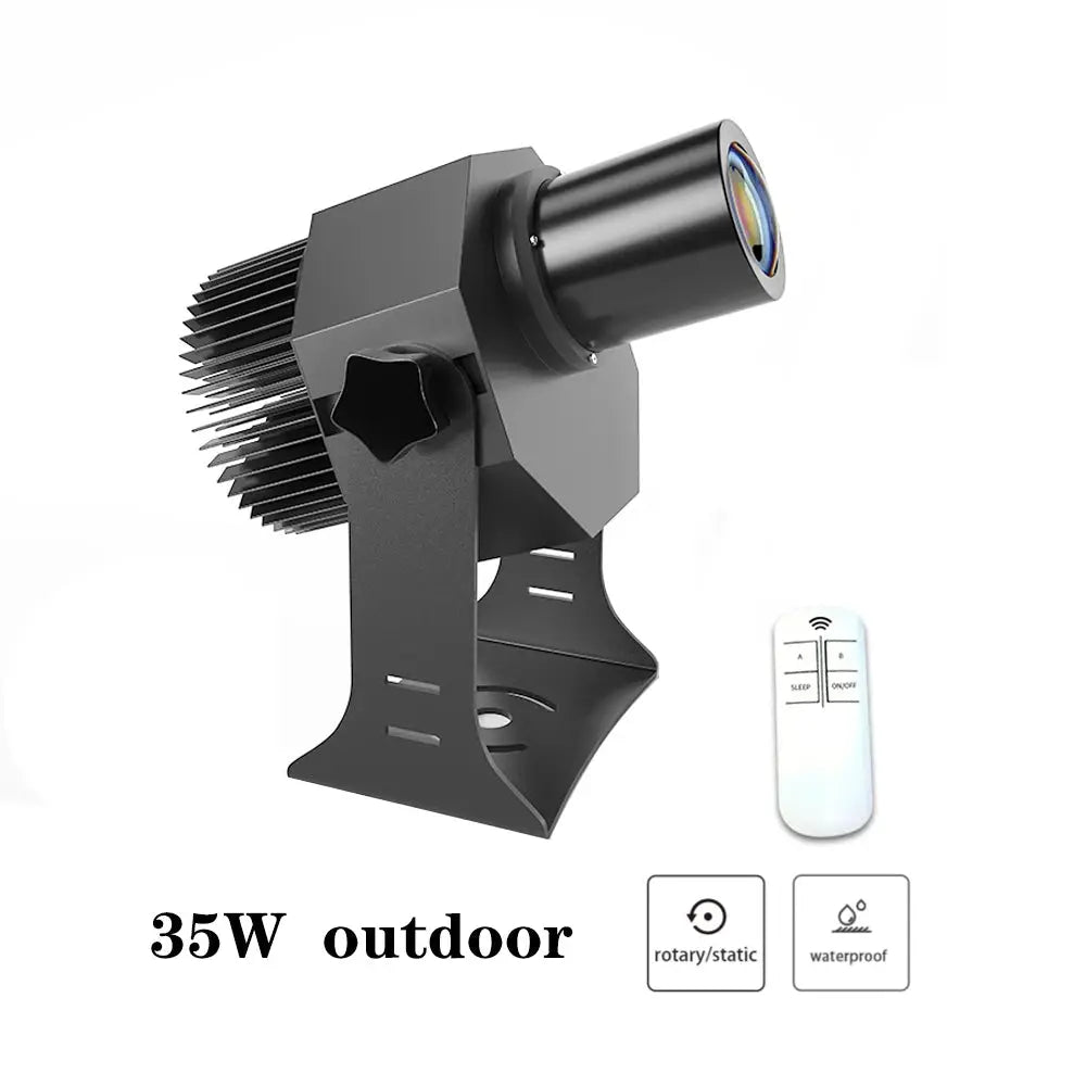Simples Market outdoor 35W gobo projector with logo, rotating beam, IP67 waterproof, remote control