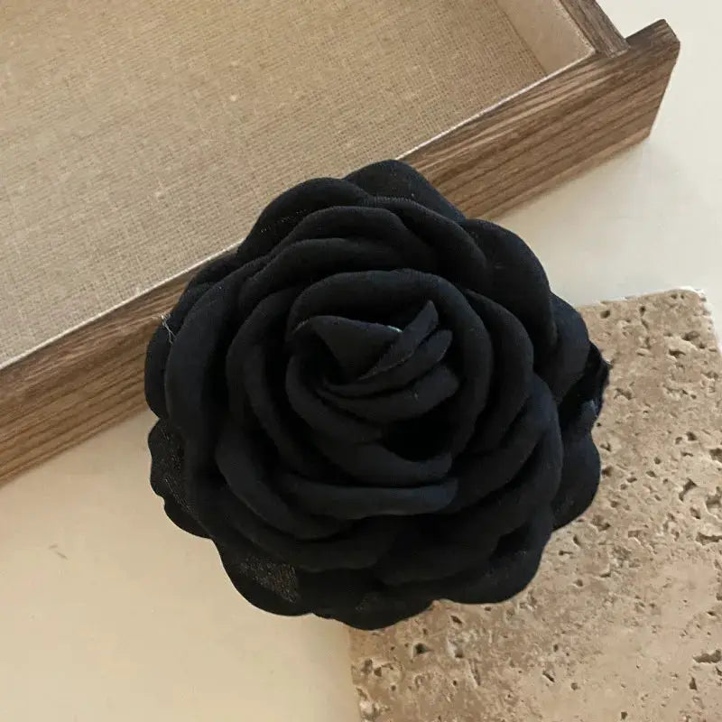 Maison Rose French Fabric Rose Hair Claw Clips Durable Plastic With Delicate Floral Pattern For Women And Girls