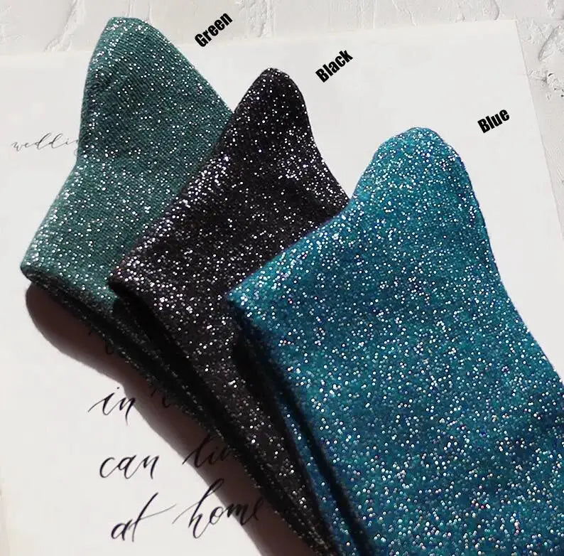 Korean Silk Co Shiny Silk Candy Colored Socks Set Three Pairs Of Cotton Knit Korean Style Hosiery
