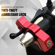 Red aluminum alloy motorcycle handlebar lock clamp by Simples Market