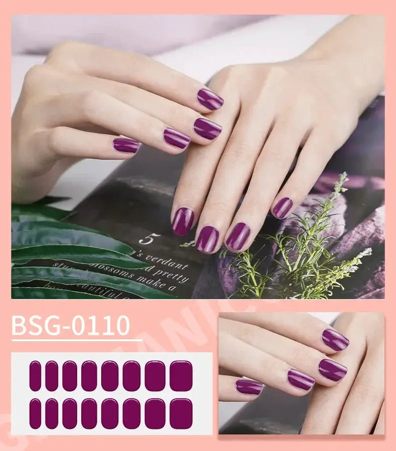 NailLux Semi Cured Nail Wraps For 16 To 20 Tips Easy Full Cover Adhesive Press On Nails Gel Finish UV LED Compatible