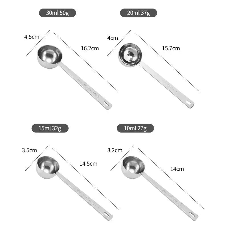 ProLine Stainless Steel Coffee Bean Scoop 15 Ml And 30 Ml Precise Measuring Spoon With Clear Volume Markings