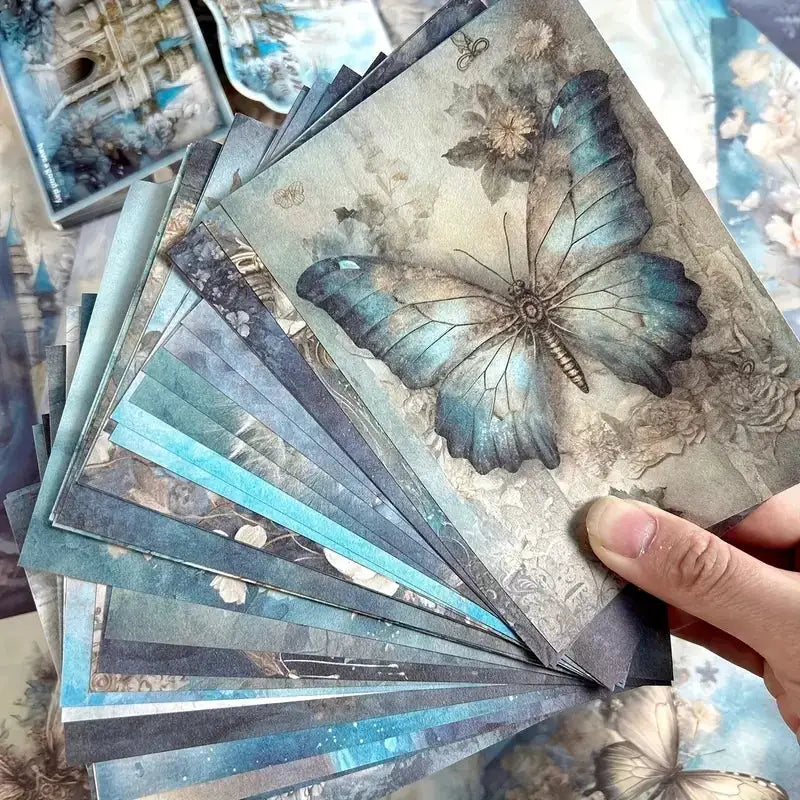 50 Pieces Vintage Scrapbooking Paper Set Handmade Craft Materials for DIY Collage and Background Projects