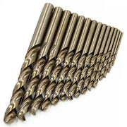 15 Piece M35 Cobalt Twist Drill Bits Set Straight Shank 1.5 To 10mm HSS Roasted Yellow Finish For Metal Drilling