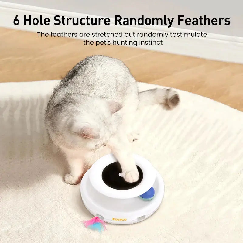 Rojeco 2 In 1 Smart Cat Toy Automatic Feather And Interactive Ball With 5 Modes Electronic Pet Toy