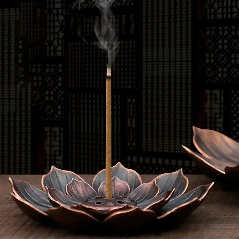 Alloy Incense Burner Stick Holder Plate Lotus Censer Bronze Nasturtium For Buddhism Zen Decor