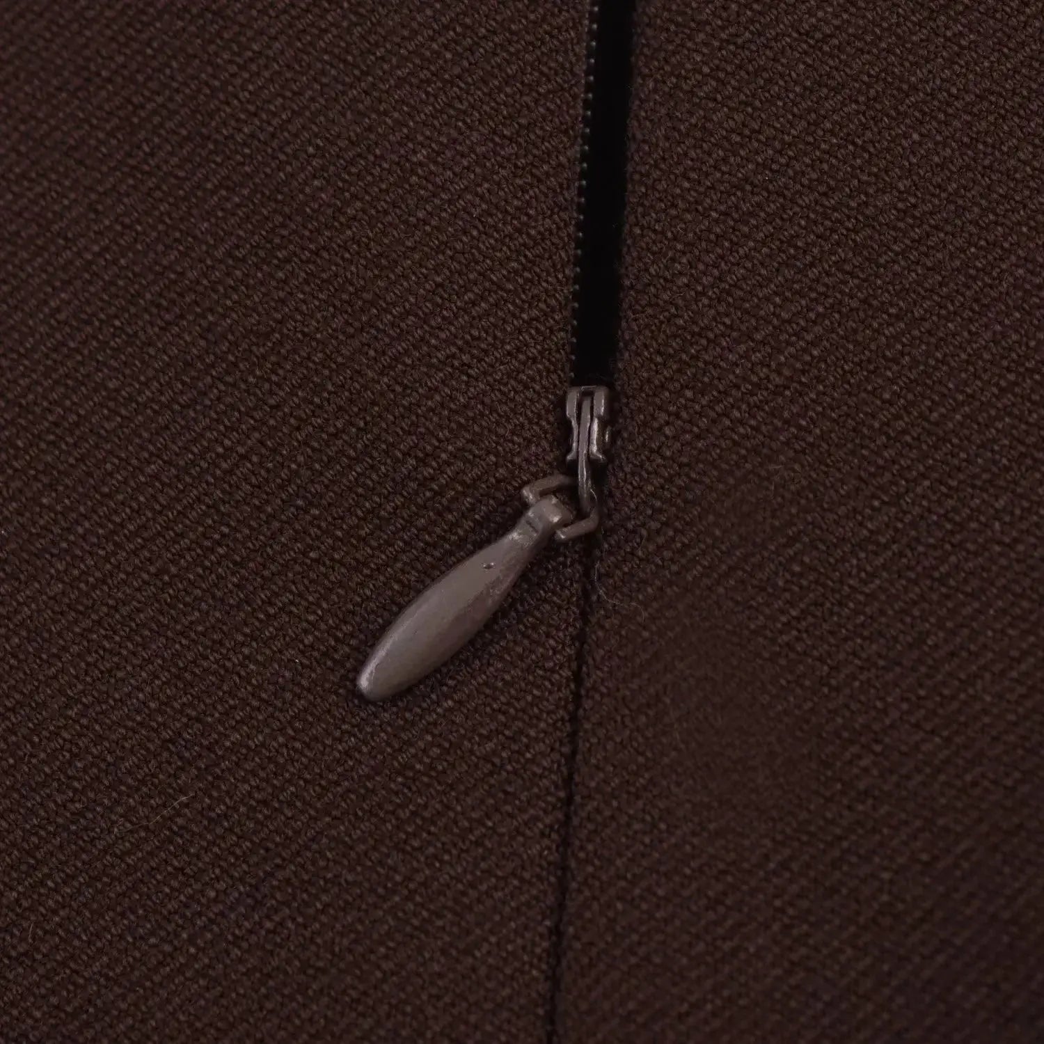 KONDALA blazer zipper close-up on brown textured fabric