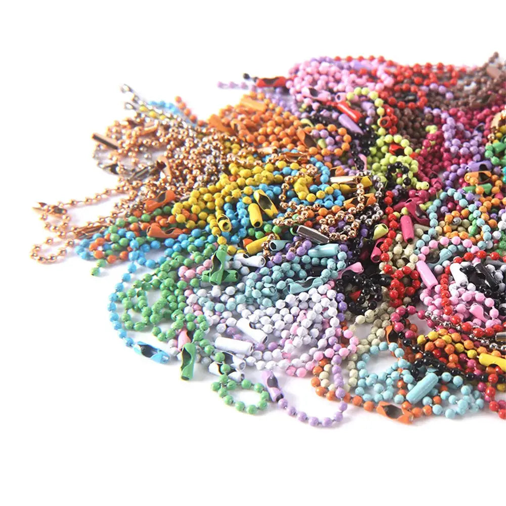60 Piece Pack Iron Chain Beads With Spray Painted Finish For DIY Jewelry Pendants Color Tags
