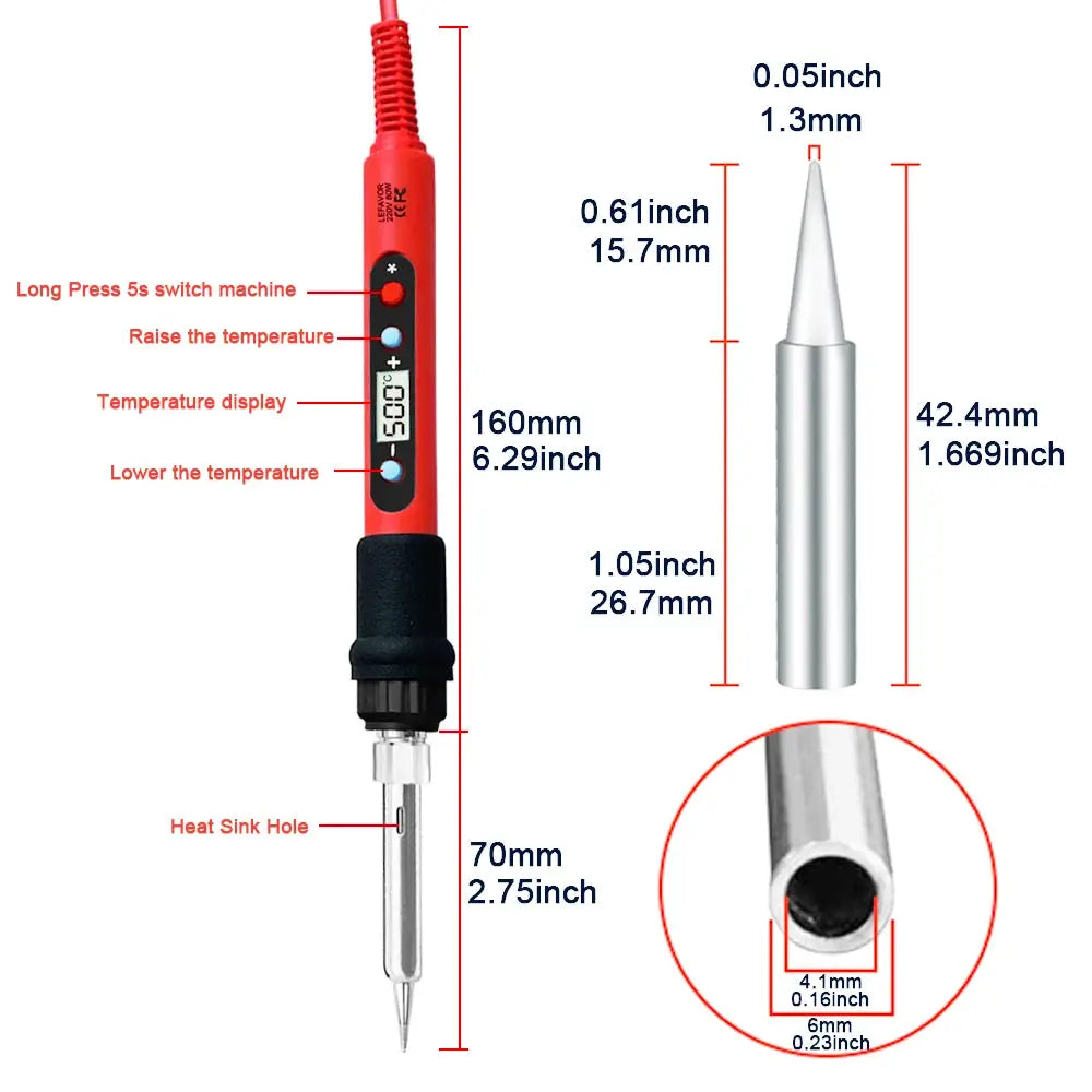 80W Soldering Iron Kit With Adjustable Temperature LCD Display Ceramic Heater Solder Tips Tweezers And Solder Wire