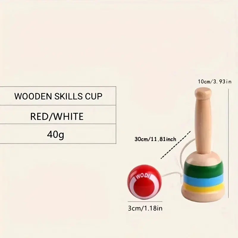 Montessori Wooden Skill Cup and Throw Ball Set Educational Toy for Motor Skills and Cognitive Development