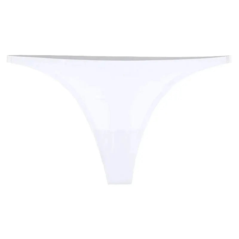 Simples Market white seamless thong underwear for women, ice silk fabric