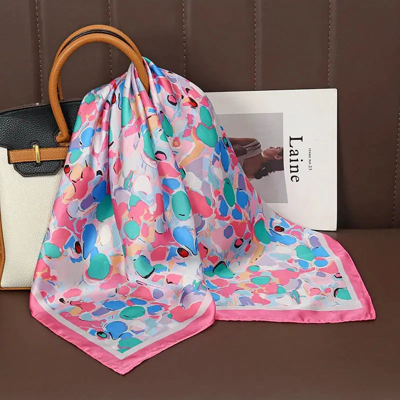 Luxe Silk Satin Square Scarf Silk Feel Finish Versatile Fashion Wrap For Shawl Hijab Neckerchief Hair Ribbon Headband