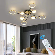 Simples Market modern LED chandelier; gold circular ceiling lamp for living room or bedroom