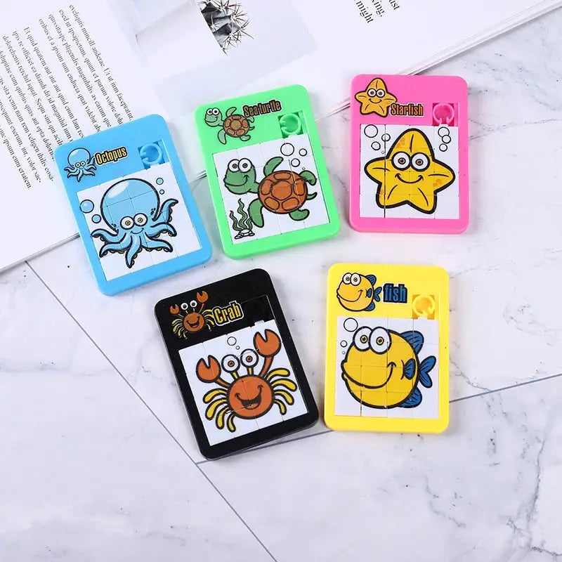 Six Piece Random Number Puzzle Toy For Early Education With Sliding Mechanism Animal Theme Jigsaw Gift