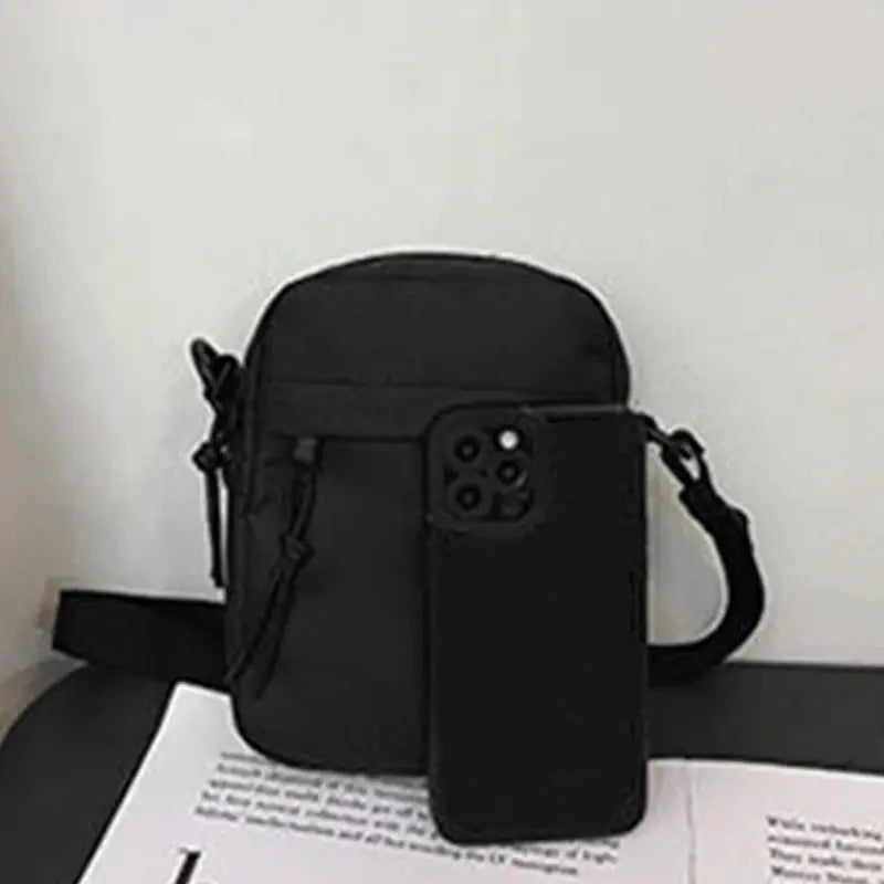 Simples Market black single-shoulder crossbody bag for mobile phones