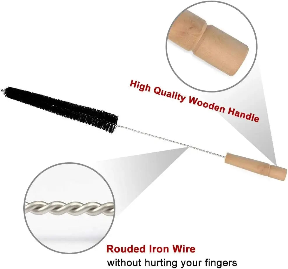 Dryer vent cleaner kit by Simples Market with long flexible lint-removal brush and wooden handle.