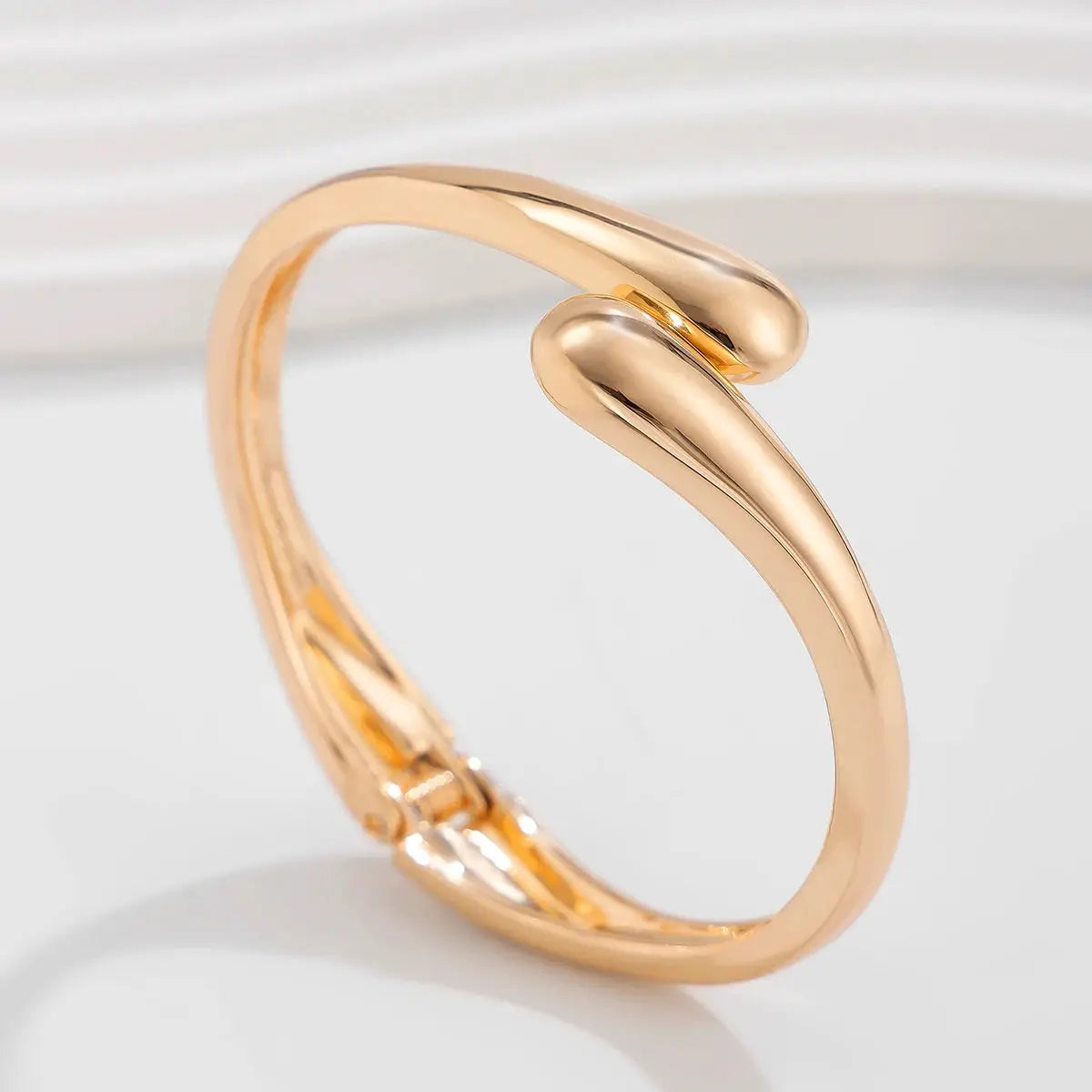 Water Drop Wide Metal Bangle For Women Gold Color Geometric Twisted Steampunk Jewelry Gift