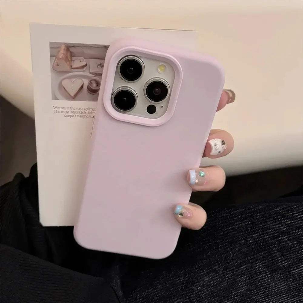 Dopamine Silicone Solid Color Phone Case For iPhone 11 Through 17 Pro Series Minimalist Durable Back Cover
