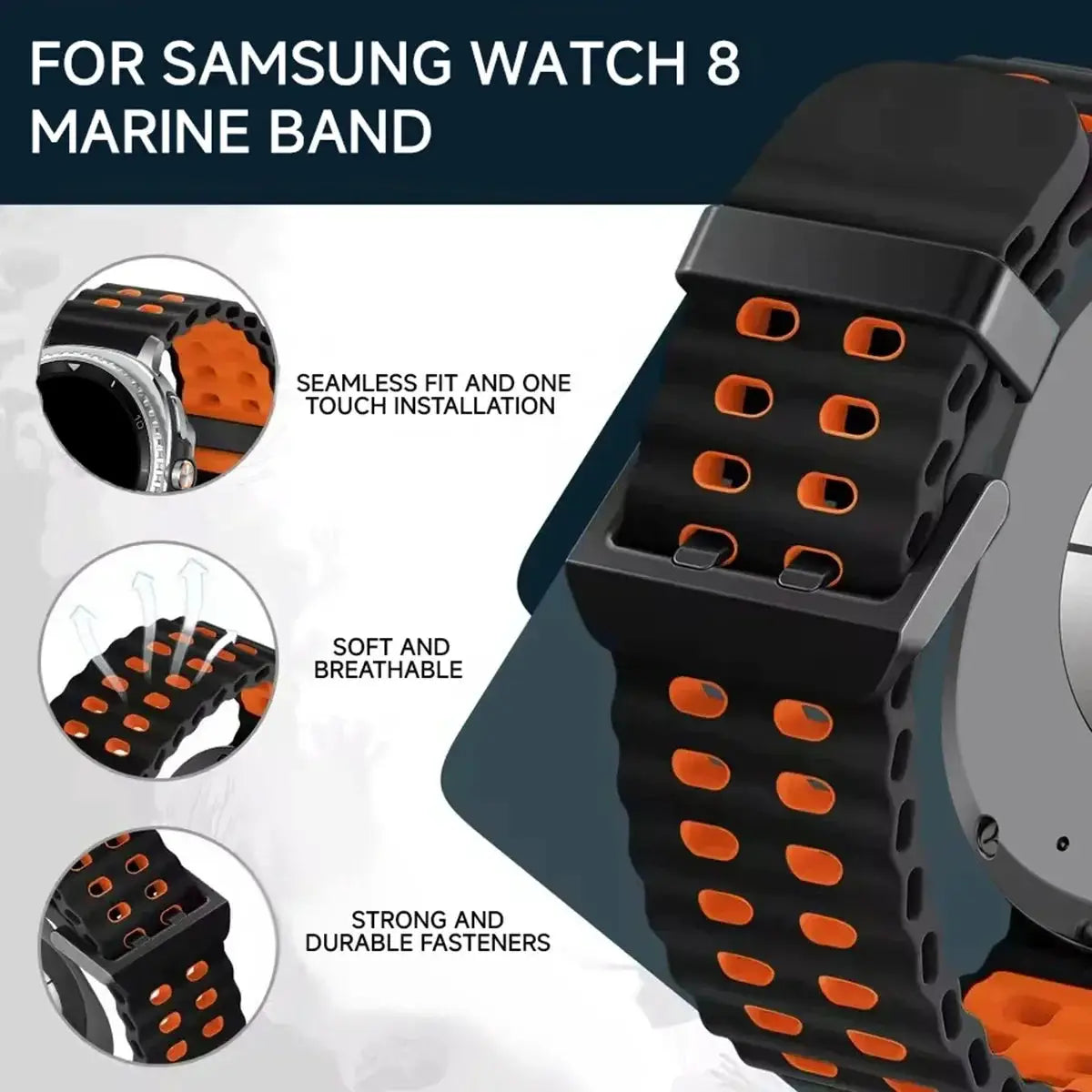 Silicone strap for Samsung Galaxy Watch 8/8 Classic Sport breathable wristband For Galaxy Watch 8 40/44mm Two-Tone silicone band