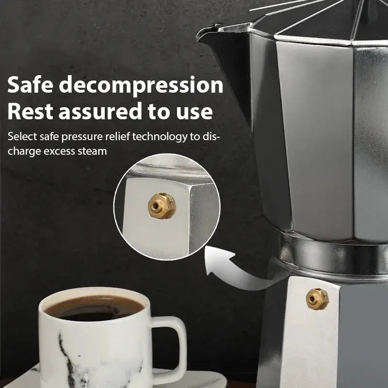 Velare Aluminum Moka Pot Octagonal Italian Espresso Coffee Maker For Home Office Travel Camping