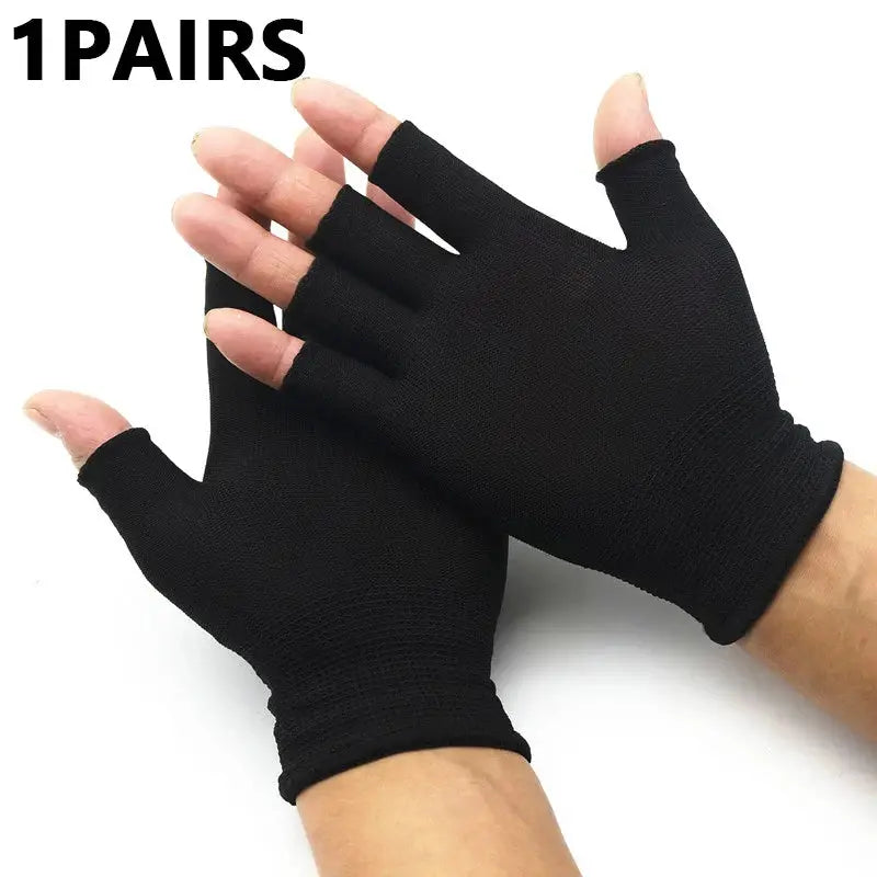 Black Wear Resistant Work Gloves For Men And Women Knitted Nylon Breathable Elastic Outdoor Protective Gloves